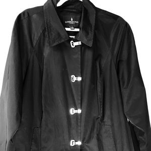 London Fog Womens Raincoat Black Size 1X
